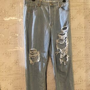 Distressed Blue Jeans